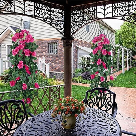 2PCS Artificial Hanging Flowers 3.3Ft Artificial Rose Vine Hanging Plants - Picture 4 of 6